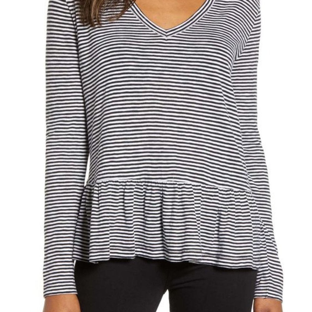 Caslon Striped Peplum Top
